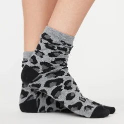 MONROW Leopard Calf Socks HEATHERGREY Best